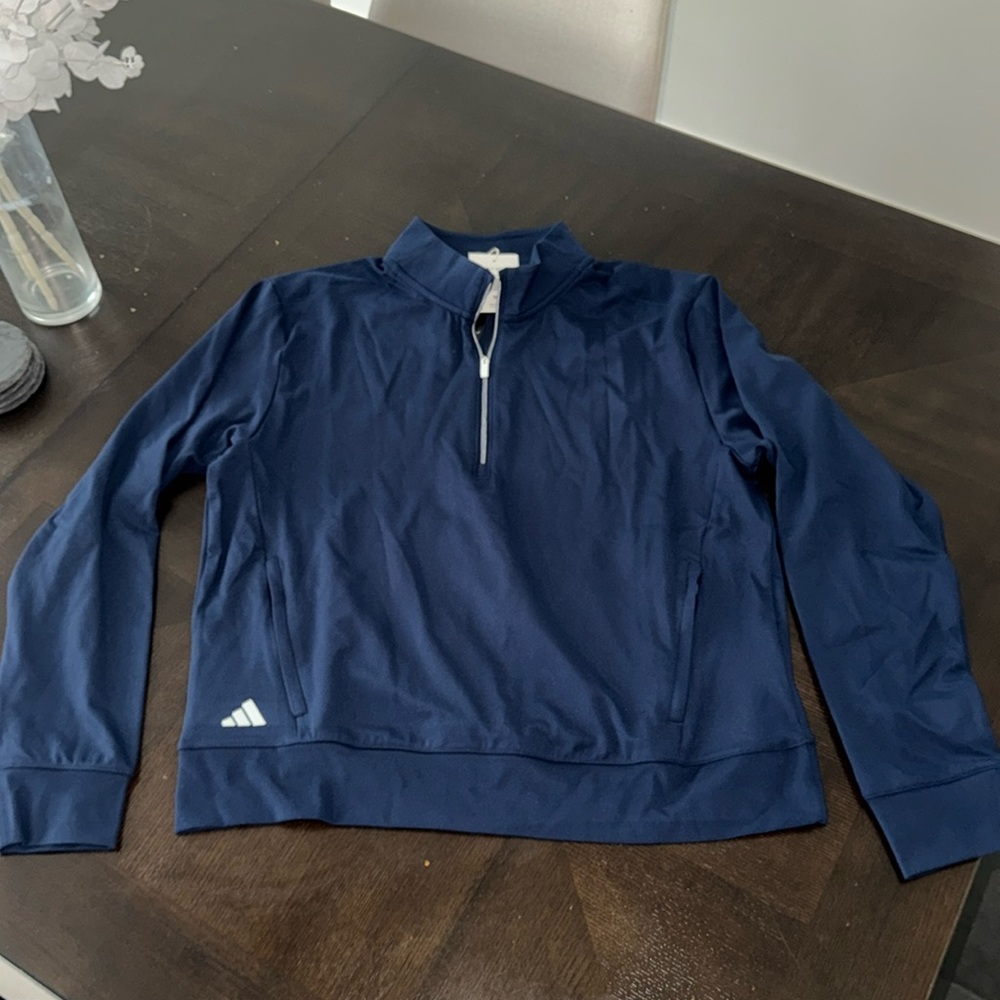 NWT Adidas navy zip up side medium